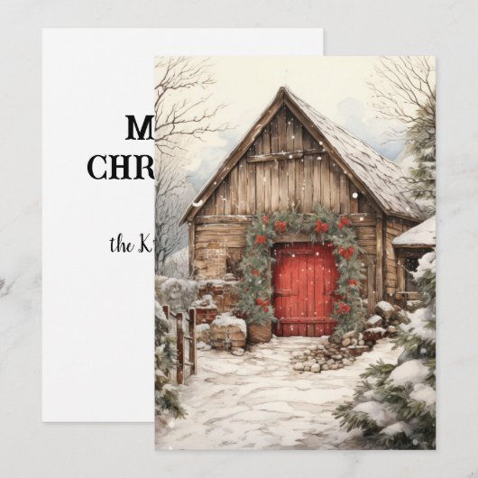 Kerstboerderij met paardenstallen Platte Kaart (Voorkant / Achterkant)