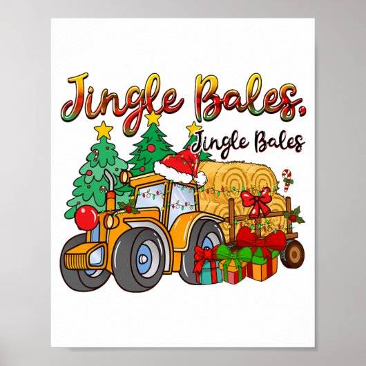 Kerstboerderij met tractor grap poster (Voorkant)