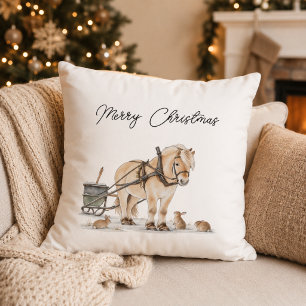 Kerstboerderij Paard Dieren Winter Kussen