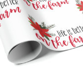 Kerstboerderij Vers op Wit Cadeaupapier (Rol Hoek)