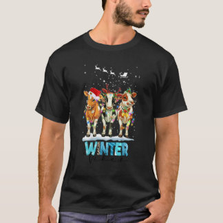 Kerstboerderijdieren Koeien Santa-hoed Familie Pyj T-shirt