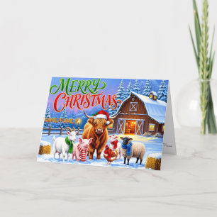 Kerstboerderijdieren verzamelen feestdagen kaart