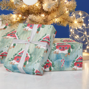 kerstboerderijen lui boerderijen huis en bomen cadeaupapier