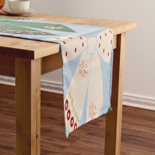 Kerstbogen Coquette Blauw Korte Tafelloper (Voorbeeld)