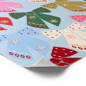 Kerstbogen Coquette Blauw Poster (Hoek)
