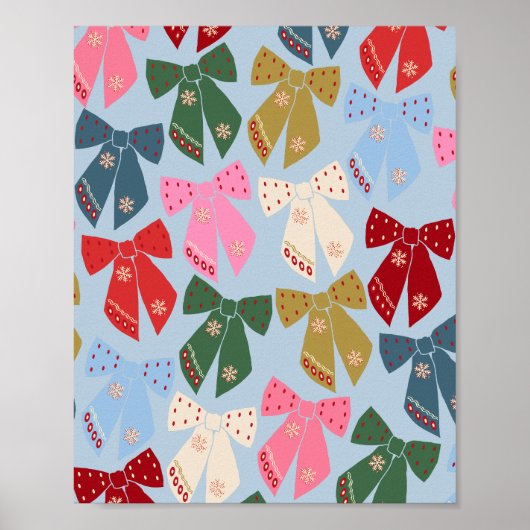 Kerstbogen Coquette Blauw Poster (Voorkant)