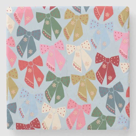 Kerstbogen Coquette Blauw Stenen Onderzetter (Voorkant)