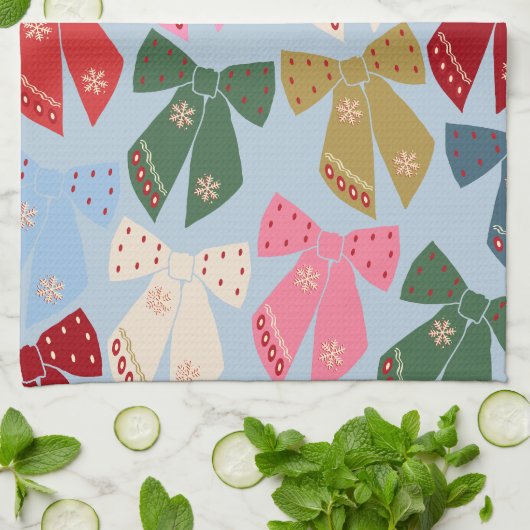 Kerstbogen Coquette Blauw Theedoek (Gevouwen)