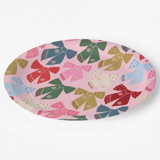 Kerstbogen Coquette Roze Papieren Bordje (Gekanteld)