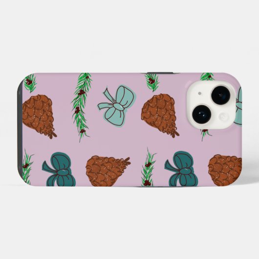 Kerstbogen en dennenappels iPhone hoesje (Achterkant horizontaal)