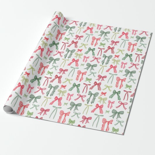 Kerstbogen en linten groen en rood cadeaupapier (Uitgerold)