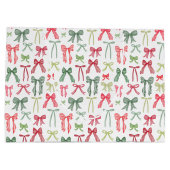 Kerstbogen en linten groen en rood groot cadeauzakje (Achterkant)