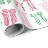 Kerstbogen gestreepte coquette cadeaupapier (Rol Hoek)