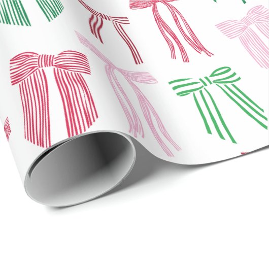 Kerstbogen gestreepte coquette cadeaupapier (Rol Hoek)