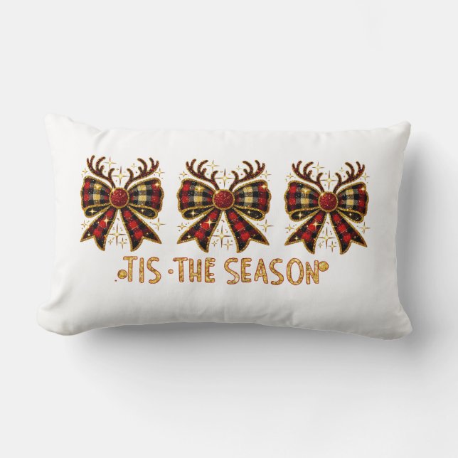 Kerstbogen Plaid Bows Red Kussen (Voorkant)