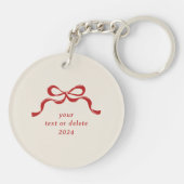 Kerstbogen Retro Vakantie Premium Rode Foto Sleutelhanger (Achterkant)