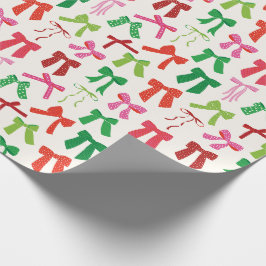 Kerstbogen Rood Groen Roze op crème Cadeaupapier