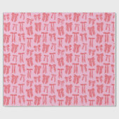 Kerstbogen roze rood gestreepte Coquette Cadeaupapier (Vlak)