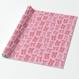 Kerstbogen roze rood gestreepte Coquette Cadeaupapier