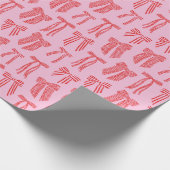 Kerstbogen roze rood gestreepte Coquette Cadeaupapier (Hoek)