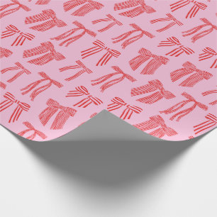 Kerstbogen roze rood gestreepte Coquette Cadeaupapier