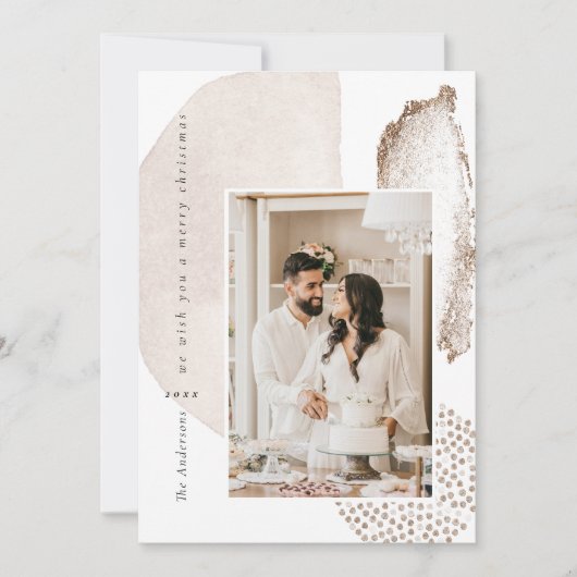 Kerstboho Modern Geometric Photo Holiday Card Feestdagenkaart (Voorkant)