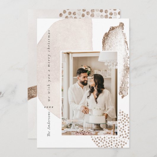 Kerstboho Modern Geometric Photo Holiday Card Feestdagenkaart (Voorkant / Achterkant)