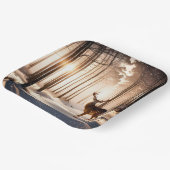 Kerstbok in het winterbos papieren bordje (Gebogen)