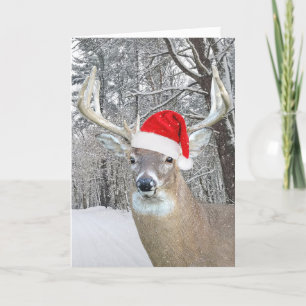 Kerstbok in sneeuwvlokken feestdagen kaart