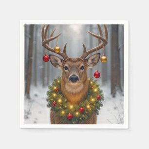Kerstbok met een lichtkrans servet