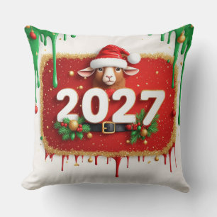 Kerstbok met groene krans kussen