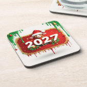 Kerstbok met Hulstkrans Bier Onderzetter (Linkerzijde)
