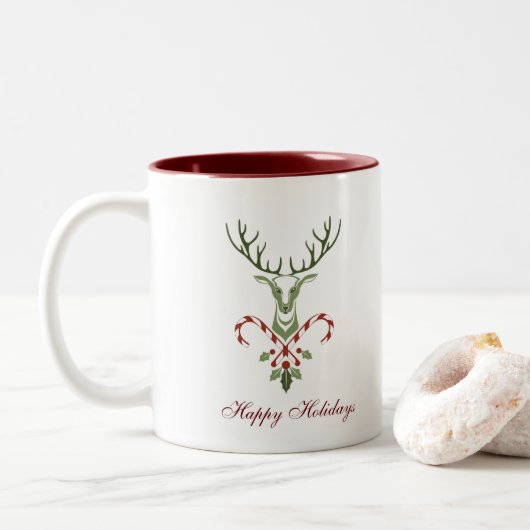 Kerstbok-mok Tweekleurige Koffiemok (Met donut)