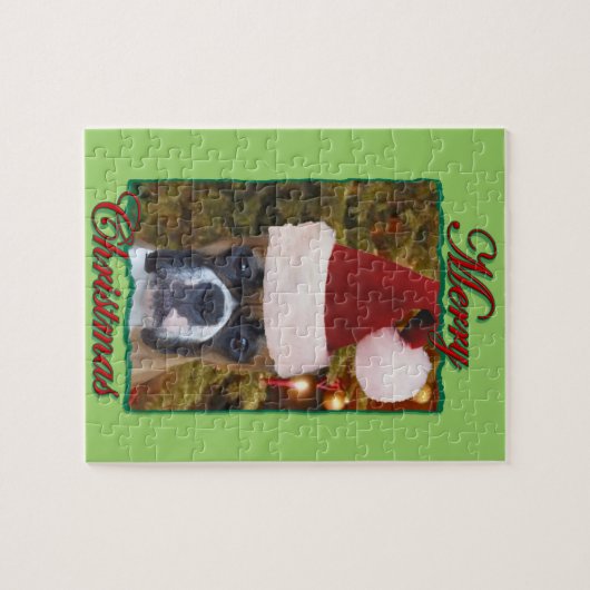 kerstbokshond legpuzzel (Horizontaal)