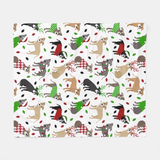 Kerstbol Dogs Fleece Blanket (Voorkant (Horizontaal))
