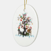 Kerstbol op het Hondenliefhebber Santa Pitbull-bom Keramisch Ornament (Links)