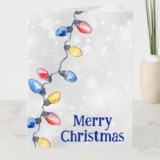 Kerstbollen, Strijklichten, Vakantie Groet Kaart (Voorkant)