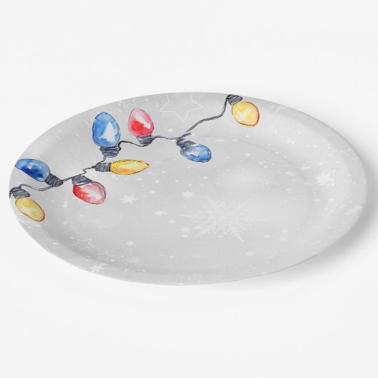 Kerstbollen, Strijklichten, Vakantie Papieren Bordje (Gekanteld)