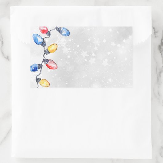 Kerstbollen, Strijklichten, Vakantie Verzending Rechthoekige Sticker (Tas)