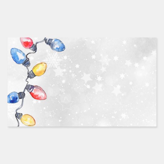 Kerstbollen, Strijklichten, Vakantie Verzending Rechthoekige Sticker (Voorkant)