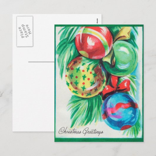  kerstbollen Vakantiek briefkaart (Voorkant / Achterkant)