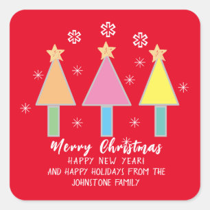 kerstbomen Aangepaste naam Cool Cute Red Vierkante Sticker