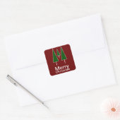 Kerstbomen Abstract Groen Rood Vierkante Sticker (Envelop)