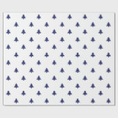 Kerstbomen, alleen wit en blauw, minimalistisch cadeaupapier (Vlak)