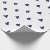 Kerstbomen, alleen wit en blauw, minimalistisch cadeaupapier (Hoek)