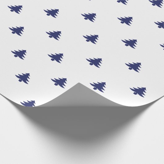 Kerstbomen, alleen wit en blauw, minimalistisch cadeaupapier (Hoek)
