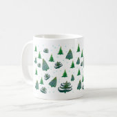 Kerstbomen Aquarel Kunst Witte Mok (Voorkant links)
