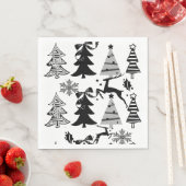 Kerstbomen Balck en White Paper Napkins Servet (Insitu)