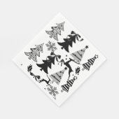 Kerstbomen Balck en White Paper Napkins Servet (Hoek)