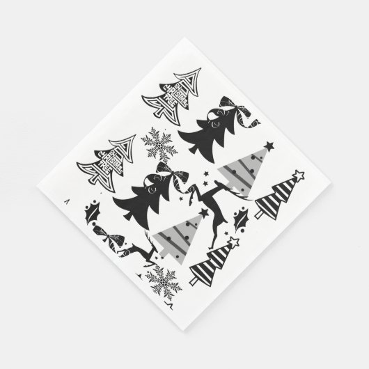 Kerstbomen Balck en White Paper Napkins Servet (Hoek)